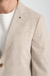 Worelli Erkek Bej Ekose Keten Görünümlü Slim Fit Spor Blazer Ceket