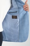 Worelli Erkek Mavi Ekose Keten Görünümlü Slim Fit Spor Blazer Ceket