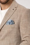 Zenos Erkek Vizon Keten Görnümlü İlkbahar-Yaz Ekose Blazer Ceket