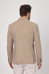 Zenos Erkek Vizon Keten Görnümlü İlkbahar-Yaz Ekose Blazer Ceket