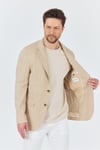 Zevos Erkek Bej Keten Karışımlı Astarsız Spor Blazer Ceket