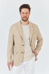 Zevos Erkek Bej Keten Karışımlı Astarsız Spor Blazer Ceket