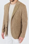 Zevos Erkek Camel Keten Karışımlı Astarsız Spor Blazer Ceket