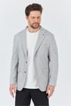 Zevos Erkek Gri Keten Karışımlı Astarsız Spor Blazer Ceket
