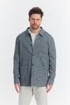 Zevos Erkek Koyu Lacivert Keten Karışımlı Overshirt Baharlık Ceket Yeni Sezon