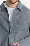 Zevos Erkek Koyu Lacivert Keten Karışımlı Overshirt Baharlık Ceket Yeni Sezon