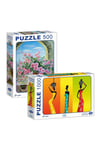 Afrikalı Kadınlar - Pembe Güller 2'li Puzzle Set