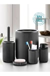 Elit 5 Parça Banyo Seti Siyah + 4 adet MicroFiber Temizlik Bezi Hediyeli