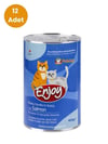 Enjoy Sos İçinde Et Parçacıklı Somonlu Yetişkin Kedi Konservesi 400 gr (12 Adet)