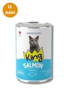 King Sos İçerisinde Et Parçacıklı Somonlu Kedi Konservesi 400 gr (12 Adet)