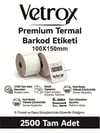 VETROX 1.KALİTE TERMAL BARKOD ETİKETİ 100X150 mm 2500 Adet-TAM ADET