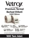 VETROX 1.KALİTE TERMAL BARKOD ETİKETİ 100X150 mm 500 Adet-TAM ADET