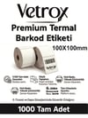 VETROX 1.KALİTE TERMAL BARKOD ETİKETİ 100X100 mm 1000 Adet-TAM ADET