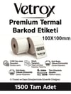 VETROX 1.KALİTE TERMAL BARKOD ETİKETİ 100X100 mm 1500 Adet-TAM ADET