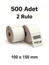VETROX 1.KALİTE TERMAL BARKOD ETİKETİ 100X150 mm 500 Adet-TAM ADET