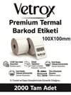 VETROX 1.KALİTE TERMAL BARKOD ETİKETİ 100X100 mm 2000 Adet-TAM ADET