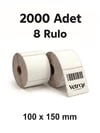 VETROX 1.KALİTE TERMAL BARKOD ETİKETİ 100X150 mm 2000 Adet-TAM ADET
