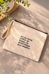 Get Up Drink Coffee Stay Positive Bez Makyaj Çantası – Kahve Temalı Fermuarlı Bez Organizer