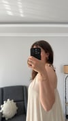 Boncuk Askılı Krem Elbise