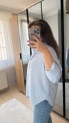 Mavi Çizgili Oversize Gömlek