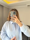 Mavi Çizgili Oversize Gömlek