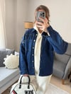 Omuz Düğme Tasarımlı Denim Ceket Gömlek