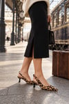 Lara Leopar Kadın Slingback Topuklu