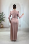 Kristal Taş İşlemeli Draperli Siyah Abiye Elbise
