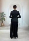 Kristal Taş İşlemeli Draperli Siyah Abiye Elbise