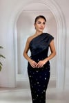 Taş İşlemeli Tek Omuz Siyah Abiye