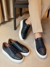 Mario Lacivert Hakiki Deri Erkek Sneaker