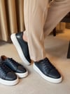Mario Lacivert Hakiki Deri Erkek Sneaker