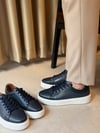 Mario Lacivert Hakiki Deri Erkek Sneaker