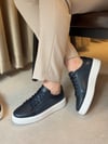Mario Lacivert Hakiki Deri Erkek Sneaker
