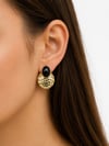 Siyah taşlı 14k gold  vip küpe