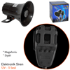 Carub 12V Elektronik Siren 3 Sesli Mikrofonlu Siyah BR2744101