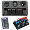Carub Anahtar Switch Paneli 6 lı Voltmetre + USB + Çakmak Kırmızı Işıklı 18x11 cm BR4630153