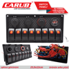 Carub Anahtar Switch Paneli 8 lı Voltmetre + USB + Çakmak Kırmızı Işıklı 23,5x12 cm BR4630155