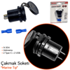 Carub Çakmak Soketi 9-30V Marine Tip Voltmetre + 2 Type-C + 2 USB BR1700817