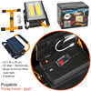 Lambada Projektör Güneş Enerjili Şarjlı COB Ledli 30W USB li Kırmızı-Mavi 23x16x29 cm BR4500203