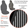 NYF 04 Terletmez Minder Pamuklu Açık Gri-Siyah 3 lü Set (2 Ön Pilot + 1 Arka Oturma)