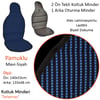 NYF 07 Terletmez Minder Pamuklu Mavi-Siyah 3 lü Set (2 Ön Pilot + 1 Arka Oturma)