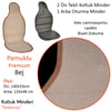 NYF 56 Terletmez Minder Premium Pamuklu Bej 3 lü Set (2 Ön Pilot + 1 Arka Oturma)