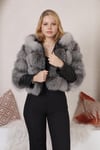 Real frost fox fur Transformer jacket. Gray Genuine fox fur. Warm and light. A luxury gift for her. frost vest and jacket
