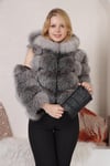 Real frost fox fur Transformer jacket. Gray Genuine fox fur. Warm and light. A luxury gift for her. frost vest and jacket