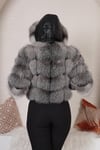 Real frost fox fur Transformer jacket. Gray Genuine fox fur. Warm and light. A luxury gift for her. frost vest and jacket