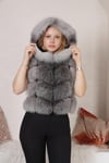 Real frost fox fur Transformer jacket. Gray Genuine fox fur. Warm and light. A luxury gift for her. frost vest and jacket