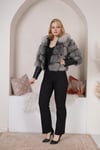 Real frost fox fur Transformer jacket. Gray Genuine fox fur. Warm and light. A luxury gift for her. frost vest and jacket