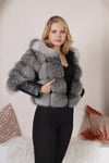 Real frost fox fur Transformer jacket. Gray Genuine fox fur. Warm and light. A luxury gift for her. frost vest and jacket