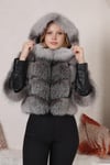 Real frost fox fur Transformer jacket. Gray Genuine fox fur. Warm and light. A luxury gift for her. frost vest and jacket